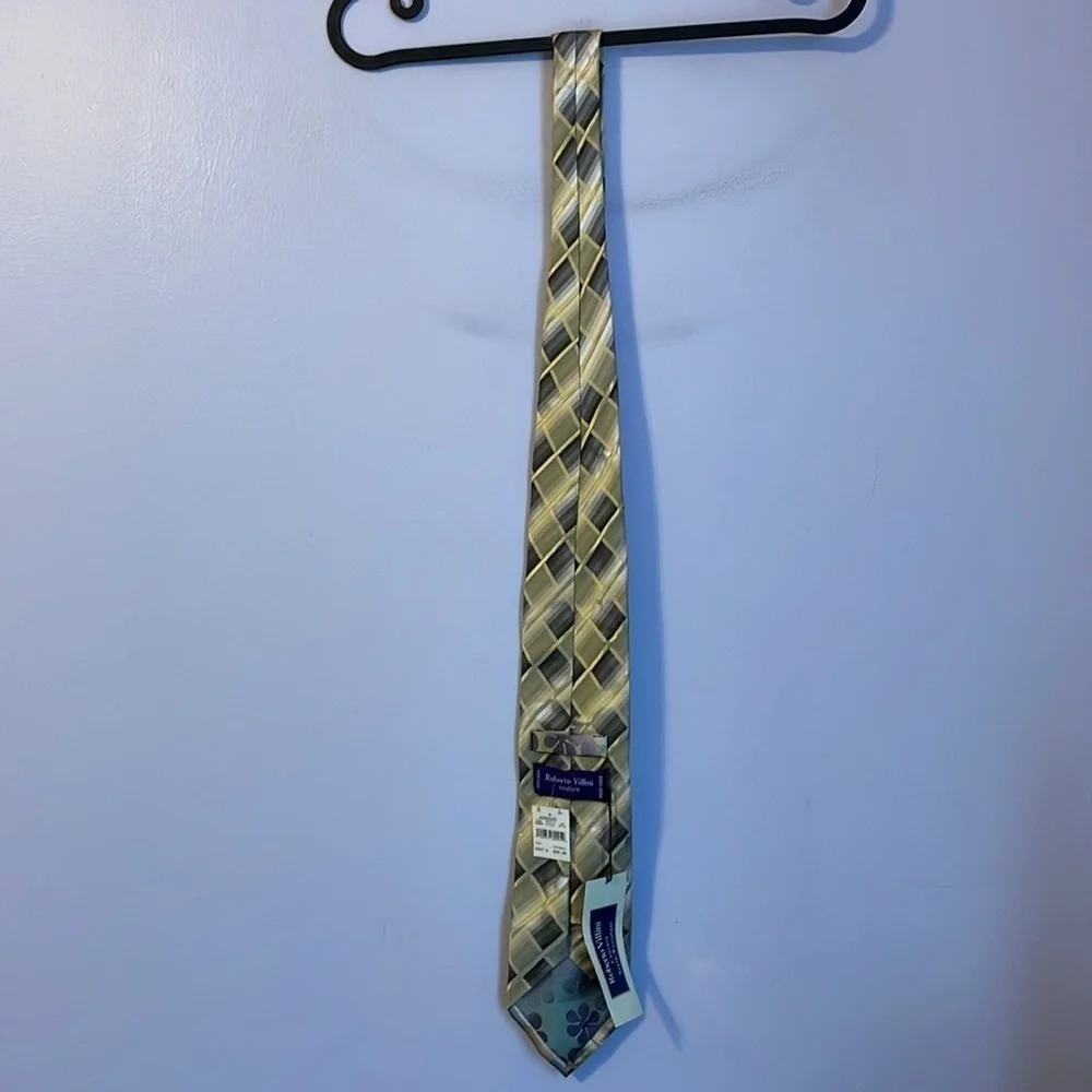 Roberto Villini Couture Silk Stain Resistant Geometric Necktie Tie